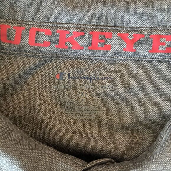 Mens NCAA Ohio State OSU Grey Polo Golf Style Shirt 2XL Buckeyes Champion Brand - Picture 3 of 11